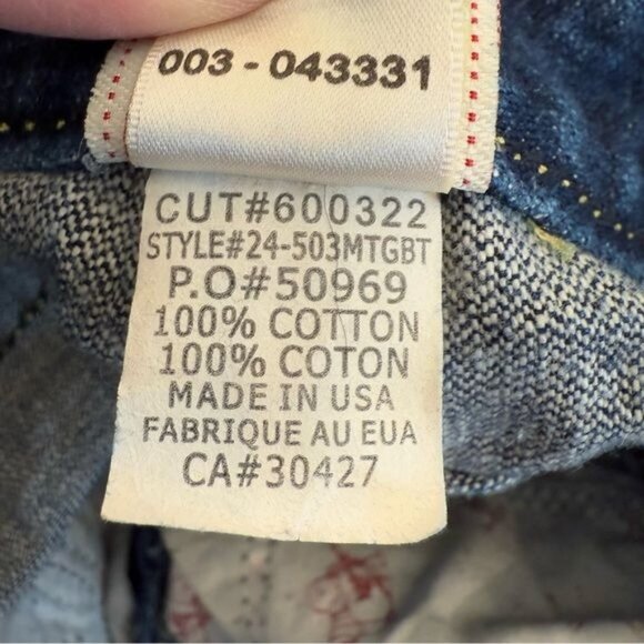 True Religion Jeans Joey Big T Flare Twisted Leg Size 27 Waist Denim Gold Stitch - Picture 9 of 13